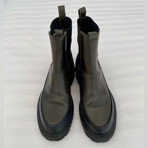 NWOT AllSaints Harlee Leather Slip On Boot in Khaki Green size US 6